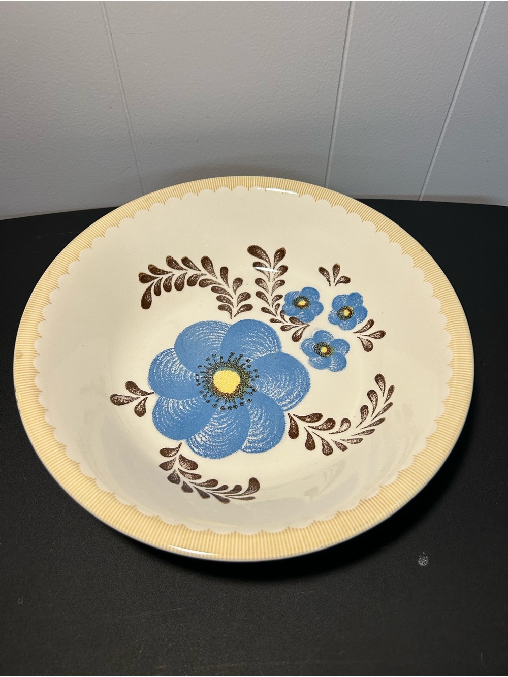 Vintage Royal China Jeannette Blue Floral Ceramic Serving Bowl Baking Microwave